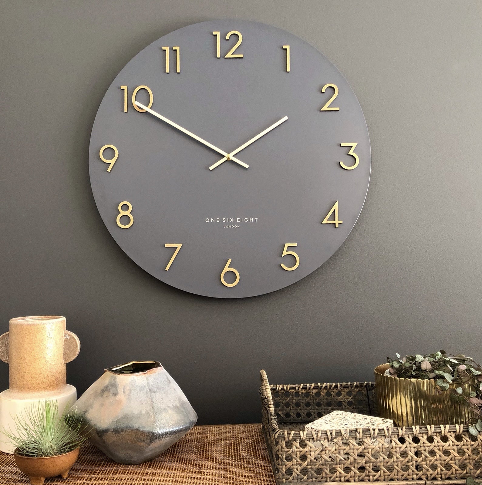 KATELYN Charcoal Grey 60cm Metal Wall Clock