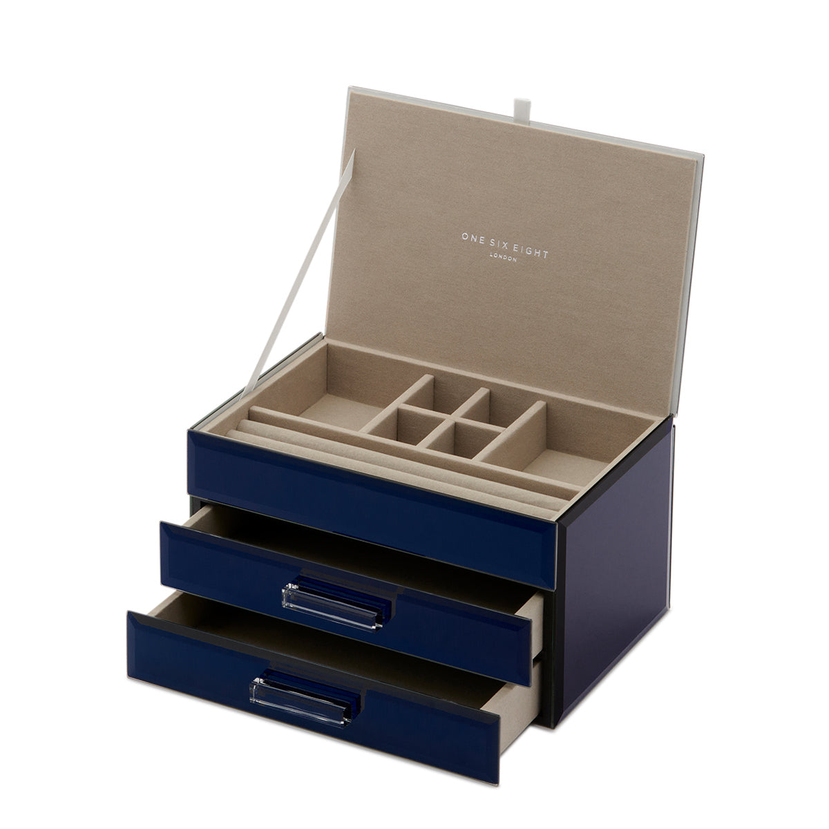 GABRIELLA Mirrored Navy Medium Jewellery Box