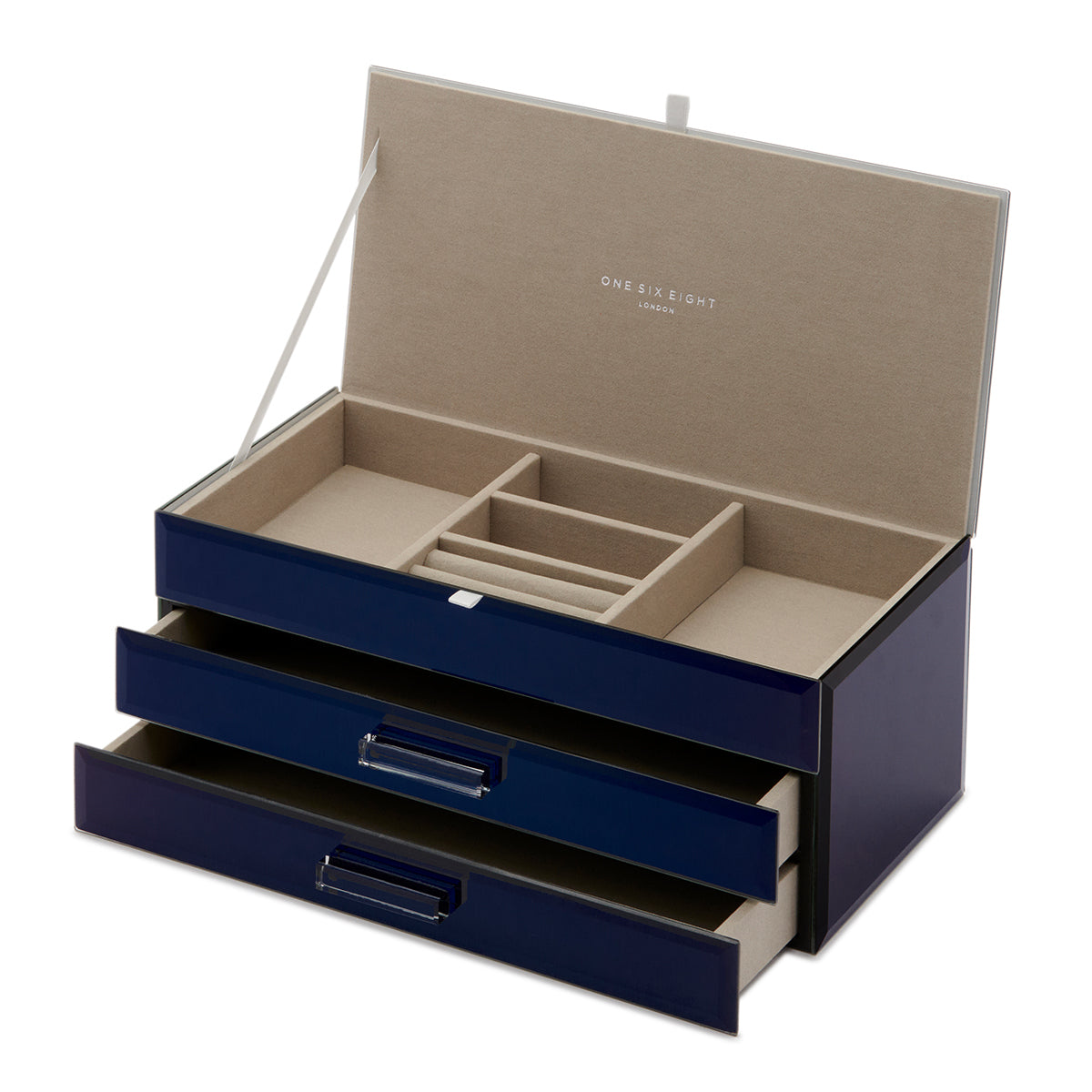 GABRIELLA Mirrored Navy Large Jewellery Box